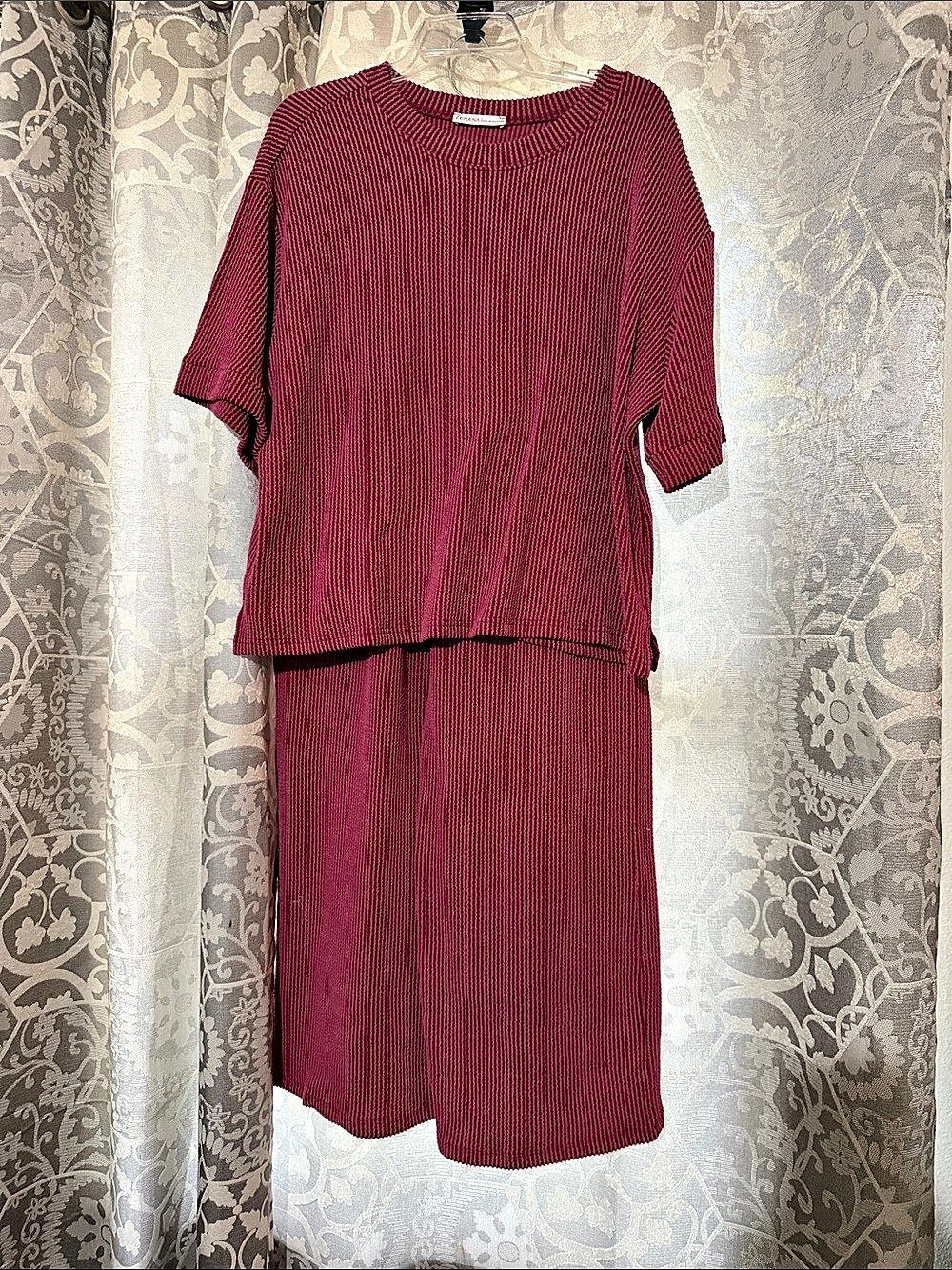 ZENANA Ribbed Set Burgundy Large